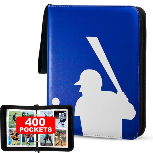 IMPACT4YOU, Baseball Card Binder 400 Pockets, Baseball Binder for Trading Cards, Baseball Binder, Baseball Card Album, Baseball Card Book, Baseball Card Binders. (Blue 400 Pockets)