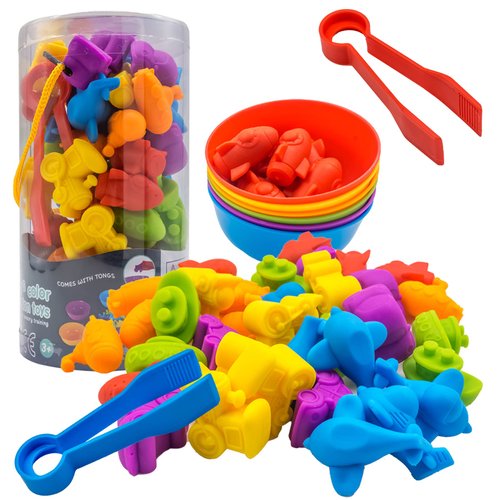 ABCaptain Counting Transport Matching Game with Sorting Cups, Color Classification and Sensory Training Preschool Educational Learning Toys Gift for Toddlers Kids Boys Girls Ages 3 4 5 6 +