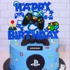 Video Game Birthday Cake Topper Game On Controllers GamePad Cake Decoration Glitter Video Game Theme Party Supplies for Gamer Kids Boys Favors Game Cake Picks Birthday Party Supplies(Blue)