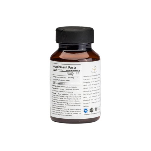 bixa BOTANICAL Andrographis Extract 20% Andrographolide 60 Veg Capsules (450mg) | Natural Liver Tonic (Kalmegh Extract) | Herbal Supplement for Healthy Immunity