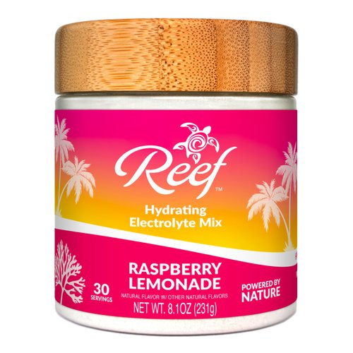 Reef Replenish Hydrating Electrolyte Drink Mix - Raspberry Lemonade, 30 Servings - Hydration Powder w/Coconut Water - Non-GMO, No Added Sugar, 5 Key Electrolytes + Vitamins, Natural Trace Minerals