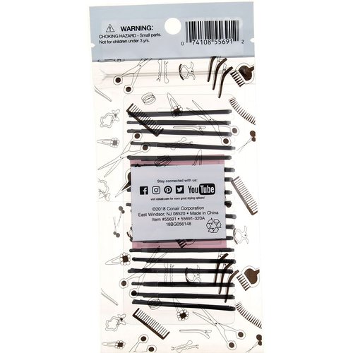 Conair Dent Free Bobby Pins, Black, 18 Ct