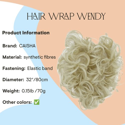 CAISHA Hairpiece Hair Wrap Heat-resistant Synthetic Fibres Curly Messy Updo Platinum Blonde HW8