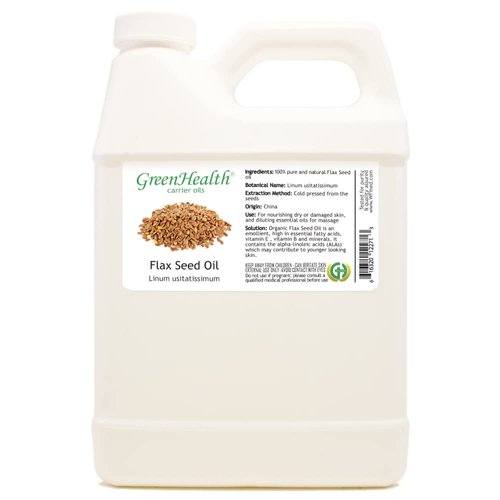 Flaxseed Oil - 32 fl oz (946 ml) - 100% Pure and Natural Carrier Oil - Cold Pressed - GreenHealth