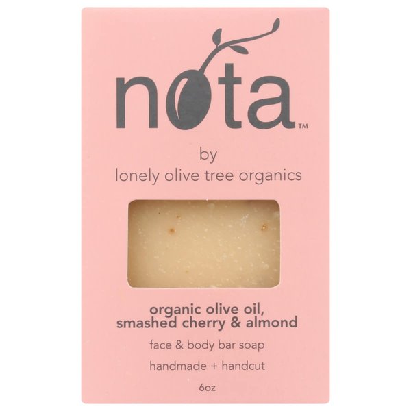 Nota Face & Body Bar Soap, Organic Olive Oil, Smashed Cherry & Almond, 6 Ounce (Pack of 1)