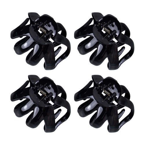AUEAR, Octopus Clip Jaw Hair Claw Spider Hair Claw Clips Hairpins for Thick Hair (Black, 4 Pack, 3.15"x2.95")