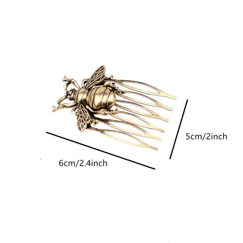 RUITASA Gold Honeybee Hair Comb, 4Pcs, Metal, Vintage Hair Comb Bee for Women and Girls Alloy Material, Durable, Easy to Clean, Adjustable Tension