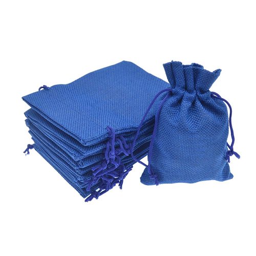 Bezall 50Pcs Burlap Gift Bags with Drawstring, Hessian Jute Wedding Favor Bags Linen Jewelry Pouches for Birthday, Party, Christmas, DIY Craft Packaging (Royal Blue, 5.9 x 7.5)