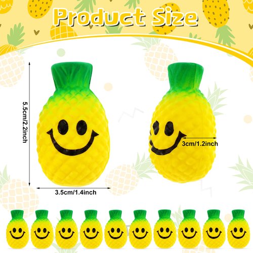30 Pieces Pineapple Smile Stress Balls Smile Squeeze Balls Pineapple Stress Relieve Toys Soft Foam Stress Balls for Finger Exercise Stress Anxiety Relief Party Supplies
