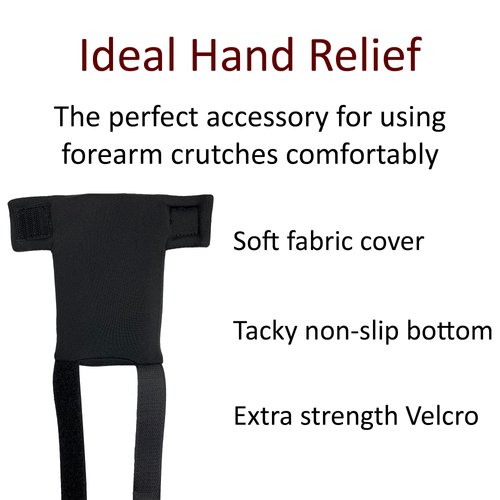 Crutcheze Forearm Crutch Hand Pads | Pair of Crutch Cushions for Hands | Crutch Hand Grip Accessories - Padding for Crutches Handle Mobility Aid (Black)