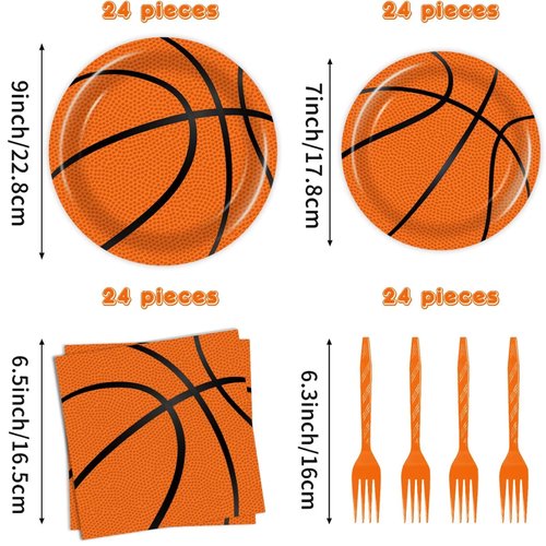 96 Pcs Basketball Plates and Napkins Party Supplies Basketball Birthday Decorations Basketball Plates Basketball Party Supplies Basketball Party Favors for Kids
