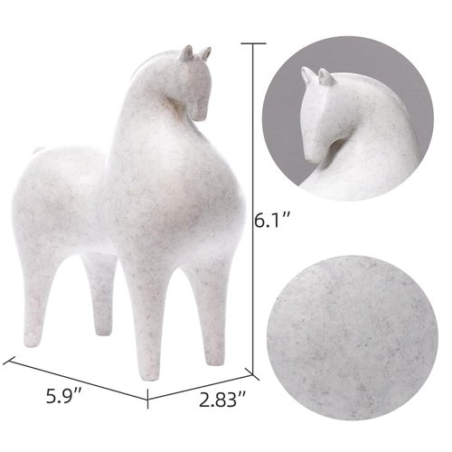 Pointnio Horse Sculpture Home Decor,Abstract Art Office Room Decor,Unique Horse Figurines for Living Room Shelf Decor Accent,Office Bookshelf Decorative Objects(White-Small)