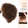WIGER Glueless Side Part Kinky Curly Human Hair Wig Ombre Brown Short Curly Human Hair Wigs for Black Women Highlighted Natural Hairline Pixie Curly Bob Wig None Lace Frontal Deep Curly Hair
