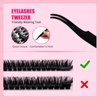 LAKANAKU DIY Lash Extension Kit,280 Pcs Cluster lash Extensions Kit, 30D 10-16mm Mix Wispy Lash Clusters,D Curl Lash Clusters Kit with Bond and Seal and Tweezer, Fluffty Lash at Home Lash Extension