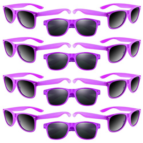 ASTARON 12 Pack Party Novelty Sunglasses Bulk Neon Party Favors for Beach Wedding Party Pool Party Supplies, Purple
