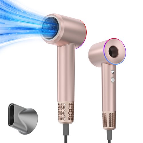 MLCLL Professional Ionic Hair Dryer, 1800W High Speed Blow Dryer for Home Salon, Real 200 Million Negative Ions, 120,000 RPM Brushless Motor for All Hair Types (Pink)