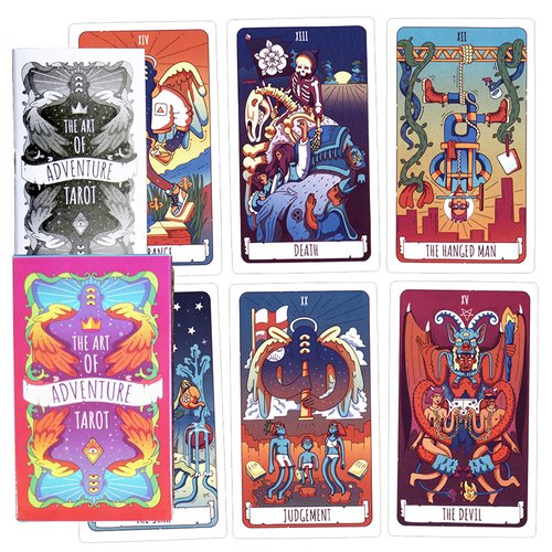 Atesswy The Art of Adventure Tarot Deck - A Whimsical and Vibrant 78-Card Deck with Guidebook, Standard Size: 4.75" x 2.75" (120mm x 70mm)