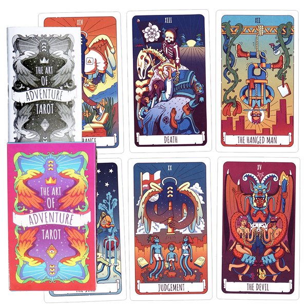 Atesswy The Art of Adventure Tarot Deck - A Whimsical and Vibrant 78-Card Deck with Guidebook, Standard Size: 4.75" x 2.75" (120mm x 70mm)