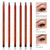 6pcs Waterproof Eyebrow Pencil Pull Cord Peel-off Microblading Brow Pencil Long Lasting Eye Brow Pencil for Marking, Filling and Outlining, Tattoo Makeup (Red Paper-Medium Brown Core)
