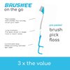 Brushee - The Evolution of Oral Care | 3-in-1 Tool (Pre-Pasted Mini-Brush + Floss + Pick) | Individually Wrapped | Disposable | Prepasted Travel Toothbrushes | Small Adult Toothbrush - (24-Pack)
