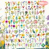 140 PCS Small Wildflower Floral Temporary Tattoos Birthday Party Decorations Supplies Favors Spring Flower Bouquets Decor Tattoo Stickers Gifts For Game Boys Girls Classroom School Prizes Reward