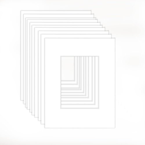 Frame Amo 4x6 White Mat for Picture Frame, Bevel Cut 2.5x4.5 Opening for 3x5 Photo, White Core, 10-Pack