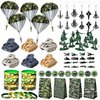 Golray Army Party Favors Camo Wristband Big Parachute Tanks Aircraft Keychain Army Men Soldier Figures Toys for Kids Boys Camouflage Military Camo Birthday Party Supplies Decoration Gift Bag Stuffers