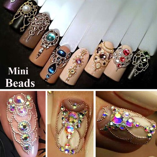 3D Mixed Sizes Nail Art Studs Gold Silver Mini Metal Caviar Nails Beads Ball Nail Rivets Jewelry for Women Girls Manicure Nails Supplies DIY Crafts Decorations…