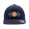 Bitcoin hat. Bitcoin Digital Currency. Embroidered. 6477 Flexfit Baseball Cap. (L/XL, Deep Navy)