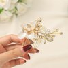 Catery Flower Bride Wedding Hair Comb Gold Hair Piece Crystal Bridal Side Comb Champagne Rhinestone Headpiece Floral Bridesmaid Hair Clips Hair Accessories for Women and Girls