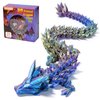 PETBSNVB Three Color 12" 3D Printed Dragon, Articulated Dragon, Crystal Dragon, Dragon Fidget Toy, Home Office Decor Executive Desk Toy (Blue Head)