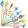 24pcs Science Theme Shaped Straws Reusable Plastic, Drink Cocktail Straws with Cartoon Decorations Kids Mad Scientist Party Supplies Birthday Party Favors