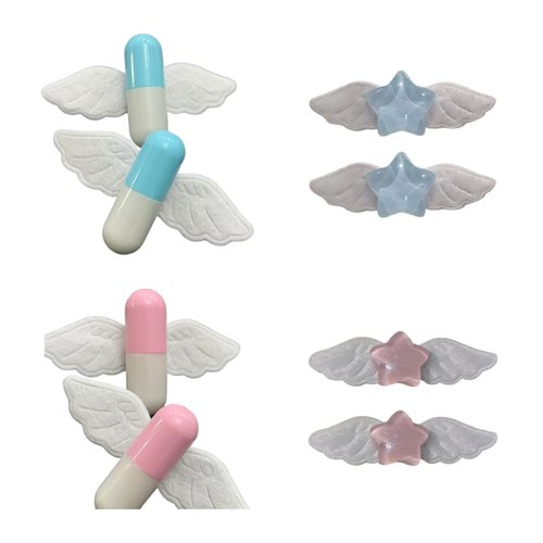 2pcs Cute Small Hair Clip Sweet Lovely Pill Star Wings Hair Barrettes Hairpins Styling Hair Accessory Party Gifts Wings Hair Clip