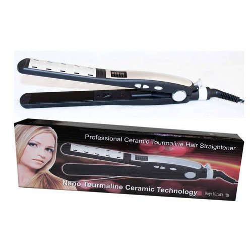 RoyalCraft Wet & Dry Professional Ceramic Hair Straightener Flat Iron Ceramic Tourmaline Plates Immediate Heat Up Iron (Silver)