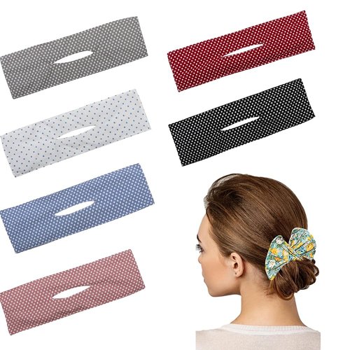 6Pcs French Twist Hair Bun Maker for Women, Cloth Magic Clip Hairstyle Shaper DIY Reusable Hair Ties (Dots C)
