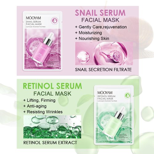 GUOYAOLIFU Face Mask Skincare Facial 6 Sheet Facial Spa Moisturizing Skincare Hydrate, Radiance Boost, Soothe, Revitalize, Nourish, Purify Skin For All Skin Types