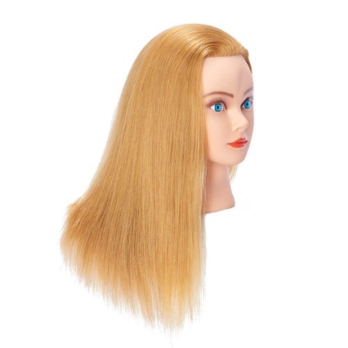 Hairlink 20-22'' Mannequin Head With Human Hair Styling Training Head Dolls for Cosmetology Manikin Maniquins Practice Head with Stand (6611W2714H)
