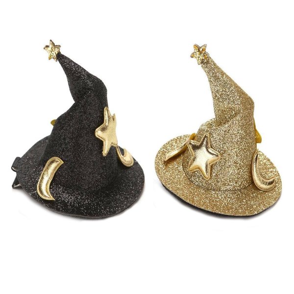 Soochat Halloweeni Witch Hat Hair Clips Mini Top Hat Hair Clips Small Hat Hair Pins for Women Girl Halloween Hair Decorations Accessories 2Pcs