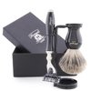 Haryali London 3 Edge Safety Razor With Black Badger Hair Brush and Stand Perfect Shaving Kit For Mens