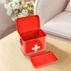 Xbopetda First Aid Kit, First Aid Medicine Supplies Bin - 2-Tier Metal Medicine Storage Tin, Samll First Aid Box with Removable Tray for Home & Workplace Emergency Tool Set - Red
