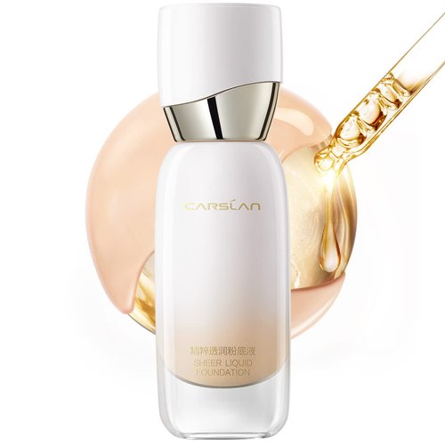 Carslan Sheer Liquid Foundation With Hydrating Serum, 24H Long-Lasting Moisturization, Medium Full Coverage, Anti-Aging, Build Dewy Health Skin, P02 Classic Ivory, 1 FlOz