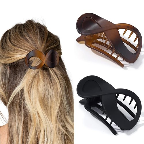 YANIBEST 2pcs 3.3 Inch French Concord Hair Clip Flat Hair Clips for Women and Girls - Stylish Hair Clips for Thick Hair Hair Banana Barrettes for Styling Hair Accessories for Women