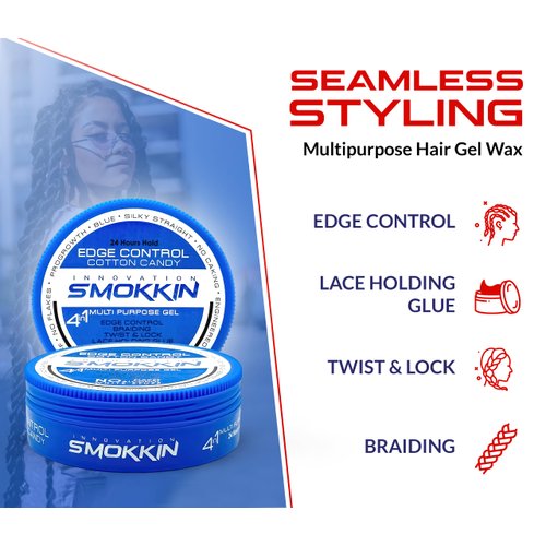 INNOVATION SMOKKIN Strong Hold Hair Wax for Edge Control, Braiding & Twists, Versatile Styling for Diverse Hair Types (Cotton Candy 5.09 Fl oz)