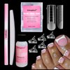 GlimightyX Polygel Nail Forms Kit for Toes , Toenail Dual Forms Reusable for Polygel with 1.35oz Nail Slip Solution Anti-Stick,with Dual-Ended Brush,Nail File and Nail Clips,12 Sizes 120Pcs