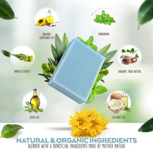 Aspen Kay Naturals Arnica and Mint soap, vegan, olive oil, shea butter, coconut oil, essential oils, palm oil, cold processed. for all skin types, sensitive skin, MADE IN THE USA (1 pack)