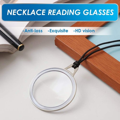 TERAISE Reading Glasses Necklace Readers for Women Anti-loss Lightweight Eyeglasses Portable Monocle Glasses with Exquisite Case(Blue-4.0X)