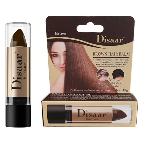 DISAAR Beauty Hair Care Balm Hide White Grizzle Hair Color Lipstick 10g (BROWN)