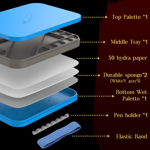 FUNKYLEE Wet Palette, Paint Palette for Acrylic Miniature Painting, Paint Tray Palettes with 50 PCS Wet Palette Paper, 2 Sponge for 40K Model Paint, Combination Set for Miniature Painting