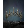 SWEETV Gothic Crown Pageant Tiara for Women, Black Queen Tiaras and Crowns, Witch Costume Party Accessories for Wedding Halloween Prom