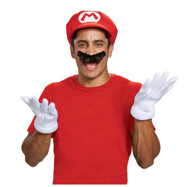 Disguise Men's Nintendo Super Mario Bros.Mario Adult Costume Accessory Kit, Red/White/Brown, One Size